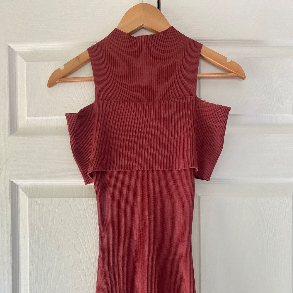 Jealousy Tomato Ribbed Dress Shoulder less Small